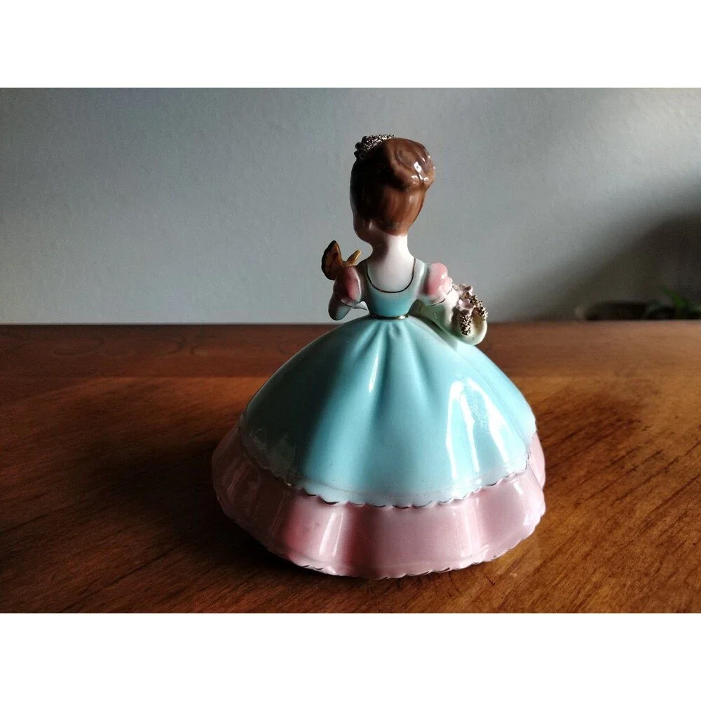 Josef Originals Girl Figurine Butterfly Flowers Pink Blue Dress 5